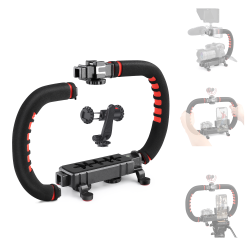 Zeadio Camera Smartphone Stabilizer, Handle Grip Handheld Video Rig, Compatibility with All Camera, Camcorder, Action Camera, DSLR and for All iPhone and Android Smartphones