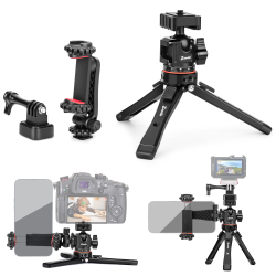 Zeadio Heavy Metal Tripod Kit: 1/4" Screw Adapter Tripod Mount for Travel | Recording | Vlog & Camera | iPhone Vlogging Kit & Camera Stand with 360° Ball Head