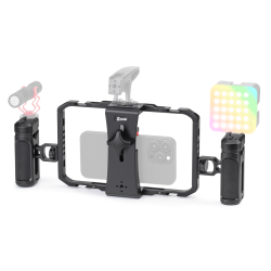 Zeadio Phone Video Cage with Quick Release Rotating Handles - Universal Aluminum Cell Phone Stand for Recording/YouTube/Live Streams/Tabletop Filming/Content etc