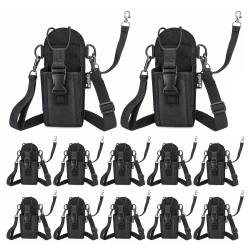 Zeadio Two Way Radio Holster, Versatile Walkie Talkie Nylon Pouch Case with Adjustable Shoulder Strap & Belt Loop, Compatible with almost Radios, for Police Firefighter Security Outdoor Workers etc（Pack of 12）