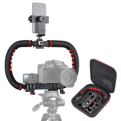 Zeadio Camera Smartphone Stabilizer, Handheld Video Rig with Carrying Case, Fits for All Cameras and All Smartphones