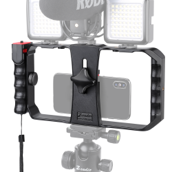 Zeadio Smartphone Video Cage Rig, Filmmaking Vlogging Case, Phone Stabilizer Tripod Mount with Wireless Remote