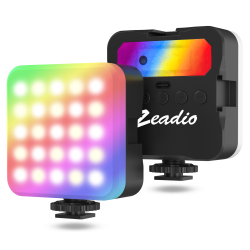 Zeadio RGB Camera Video Light - 800LM Adjustable 3000K-7000K Color Temperature & 6 Colors, CRI95 Portable Pocket LED Light for DSLR / Tabletop Filming / Selfie / Cell Phone / Photography, Pack of 1