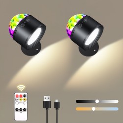 Zeaido RGB Atmosphere Lights & LED Wall Lamp in one, Rotatable Desktop Starry Sky Decorative Light (Black, Pack of 2)