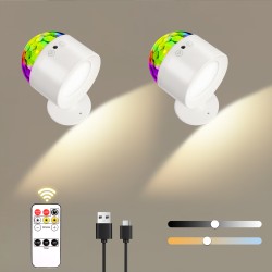 Zeaido RGB Atmosphere Lights & LED Wall Lamp in one, Rotatable Desktop Starry Sky Decorative Light (White, Pack of 2)