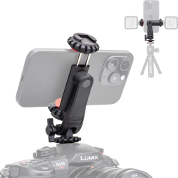 Zeadio Camera Cold Shoe Smartphone Mount Holder Adapter, Phone Tripod Holder Selfie Stick Monopod Adjustable Clamp