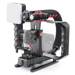 Zeadio Camera Smartphone Stabilizer, Portable Handheld Video Rig Kits, with RGB Video Light and Video Microphone