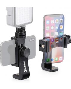 Zeadio Tripod Smartphone Mount, Cell Phone Holder Adapter Clamp with Cold-Shoe Mount, Selfie Stick and Monopod Adjustable Clamp, Fits for All iPhone and Android Smartphones